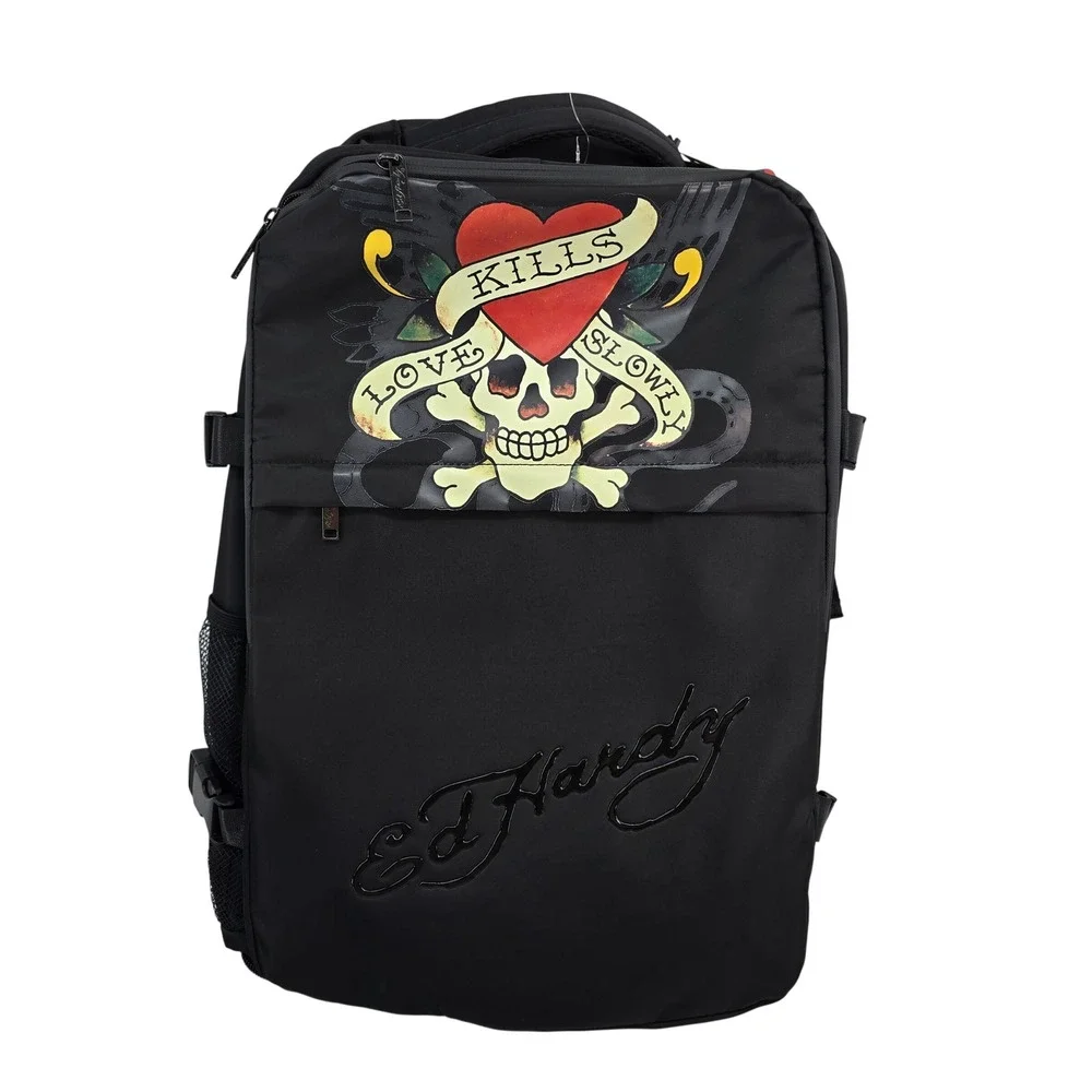 Ed Hardy Love Kills Slowly 2-in-1 Travel Backpack Suitcase Black L418802BP-003